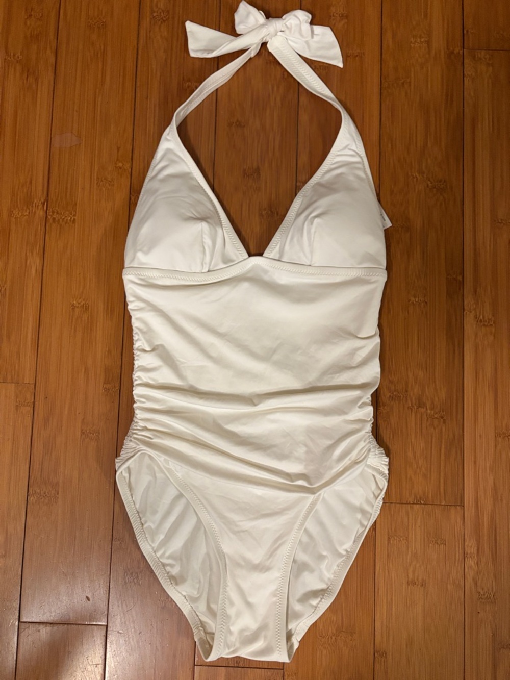 Donna Karan White Halter One-Piece Swim Suit